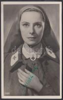 Muráti Lili (1912-2003) színésznő saját kezű aláírása az őt ábrázoló fotóképeslapon, 9x14 cm