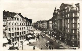 Saarbrücken Railway street with Café Kiefer and Hotel Excelsior, automobile