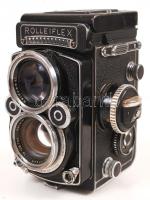 Rolleiflex Rollei F&H synchro-compur Franke& Heidecke fényképezőgép tokjában. Zár beragadt, tisztításra szorul / vintage camera in leather case. Shutter needs cleaning