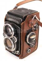 Rolleiflex Rollei F&H synchro-compur Franke& Heidecke fényképezőgép tokjában. Zár beragadt, ...