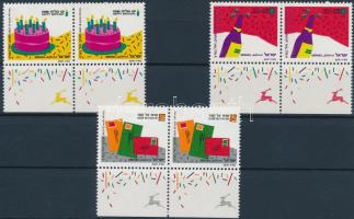 Üdvözlő bélyegek tabos sor párokban, Greeting stamps set with tab in pairs