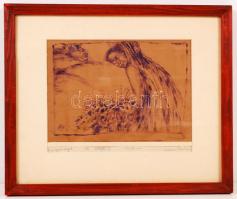 Lacza Márta (1946-): Gyógynövények. Tus, selyem, jelzett, üvegezett keretben, 20×28 cm