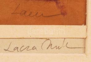 Lacza Márta (1946-): Gyógynövények. Tus, selyem, jelzett, üvegezett keretben, 20×28 cm