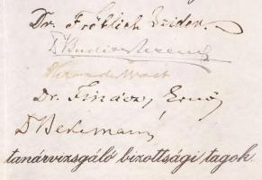 1908 Bp., Díszes tanári oklevél szárazpecséttel, feltekerve, tokban