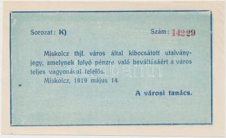 Miskolc 1919. május 14. 10K városi szükségpénz T:I
Adamo MIS-7.3