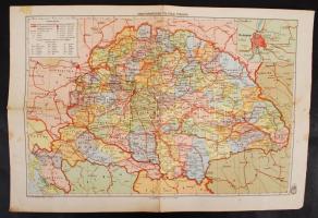 cca 1920-1930 Magyarország politikai térképe és hegy- és vízrajzi térképe, Magyar Királyi Honvéd Tér...