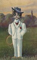 Cat with tennis racket (EK)