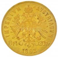 Ausztria 1892. 8Fl Au "Ferenc József" utánveret (6.46g/0.900) T:2
Austria 1892. 8 Florin A...