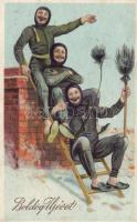 New Year, chimney sweepers, litho (fl)