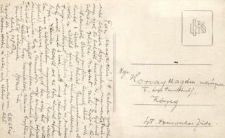 1938 Szombathely, katonai csoportkép, hátoldalon a bevonultatásról és személyes ügyekről írnak, phot...