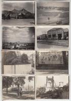 cca 1920-1930 Budapesti fotótétel, villamosok, katonák, szobrok, autók, óbudai területek, cirkuszi sátor), 13 db fotó, 6x9 cm