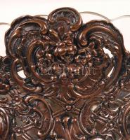 Ezüst (Ag.) kínáló kosár, jelzés nélkül,  eredeti üvegbetéttel, hibátlan, nettó: 175 g, d:16 cm, m:1...