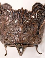 Ezüst (Ag.) kínáló kosár, jelzés nélkül,  eredeti üvegbetéttel, hibátlan, nettó: 175 g, d:16 cm, m:1...