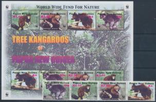 WWF: Famászó kenguru négyescsík + kisív, WWF: Creeper kangaroo stripes of 4 + minisheet
