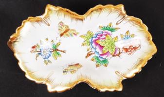 Herendi Viktória mintás porcelán asztali dísztálka, hibátlan, jelzett, 15x8 cm