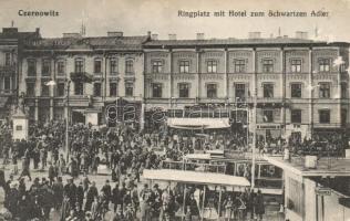 Chernivtsi, Czernowitz; Ringplatz mit Hotel zum schwartzen Adler / main square, hotel