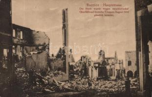 Battice, Main street, destroyed by Germans (EK)