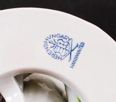 Herendi rózsás porcelán gyertyatartó, hibátlan, jelzett, d: 12 cm