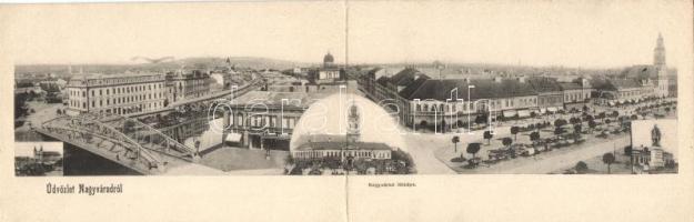 Nagyvárad, üzletek, zsinagóga; kiadja ifj. Berger Sámuel / shops, synagogue, panoramacard
