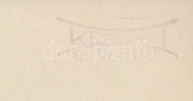 cca 1920-1930 Kerny István (1879-1963): Tiszta szoba, sok díszpárnával, vintage néprajzi fotó, pecsé...