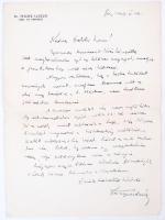 1929 Tegzed László országgyűlési képviselő saját kézzel írt levele