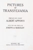 Apponyi Albert - Makoldy józsef: Pictures of Transylvania. With pen and pencil by Joseph de Makoldy....