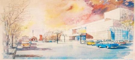 1984 Építsük fel a Nemzeti Színházat - látványterv a Városligetben. Karton 43x31 cm (saroktörés)