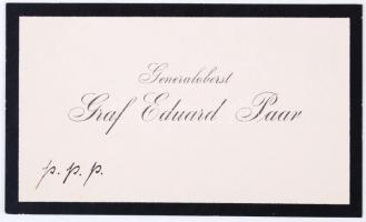 Generaloberst Eduard Graf von Paar (1837–1919) névjegykártyája
