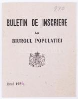 1924 Román népességnyilvántartó igazolvány / Population register ID