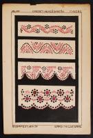 Sárdi Hildegárd: Népművészeti díszítőelemek gyűjtés 6 db kézzel rajzolt tábla 43x30 cm