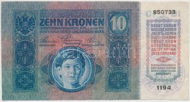 1915. 10K "Magyar Királyi 12. Honvéd Gyalogezred 2. Zászlóalja Gazdasági Hivatal" felülbél...