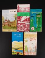 cca 1930-1940 5 db Svédországgal foglalkozó utazási prospektus (Malmö, Lappföld, Tranas, leksand, Tällberg stb.) / tourist guides of Switzerland