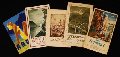 cca 1930-1940 5 db Svájccal foglalkozó utazási prospektus / tourist guides of Switzerland