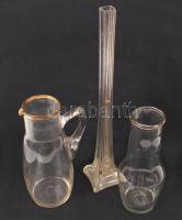 Üveg tétel, vázán apró csorba, összesen:3 db