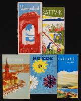 cca 1930-1940 5 db Svédországgal foglalkozó utazási prospektus (Stockholm, Lappföld, Rättvik, Västergötland stb.) / tourist guides of Sweden