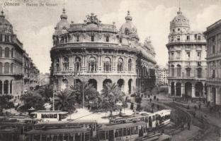 Genova, Ferrari square and palace, trams