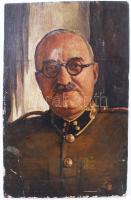 Pálffi jelzéssel: Ismeretlen magyar katonatiszt portréja, olaj, farost, apró hibákkal, 63×40 cm