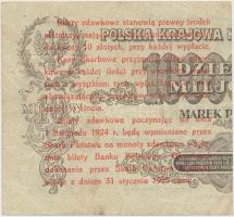 Lengyelország /Pénzügyminisztériumi kiadás 1924. 5Gr felülnyomás kettévágott 10.000.000Zl bankjegy j...