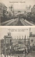 1906 Kassa, II. Rákóczi Ferenc és bujdosó társai hamvainak hazahozatala, Fő utcai diadalkapu; Nyulászi Béla kiadása / Rákóczi's remains brought home