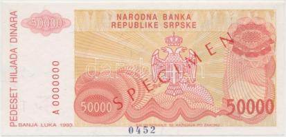 Bosznia-Hercegovina / Szerb Köztársaság 1993. 50.000D "SPECIMEN" T:I
Bosnia and Hercegovin...