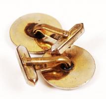 Antik mandzsetta pár, kő hiányzik belőle, eredeti dobozában, 3×4 cm