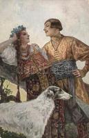 'Amorous glances' Russian folklore, dog T.S.N. No. 21. s: S. Solomko (EB)