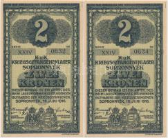 Sopronnyék / hadifogolytábor 1916. június 16. 2K római sorozatszám és arab sorszámmal (2x) T:I,I-
Ad...