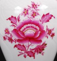 Herendi virág mintás fedeles váza, rózsa sérült, kézzel festett, jelzett, m:19 cm