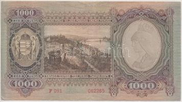 1943. 1000P hamis nyilaskereszt felülbélyegzéssel T:III