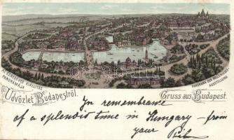 Budapest, az Ezredéves Kiállítás panorámája, litho (b)