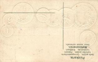 Postkarte mit Nationalflagge, Münzen, Deutsch-Neuguinea / set of coins, German New Guinea, Emb. lith...