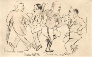 La nouvelle danse l'Europa Walk Pax - Chamberlain, Hitler, Mussolini, Daladier; WWII propaganda