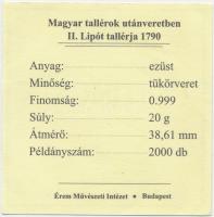 Magyar tallérok utánveretben "II. Lipót tallérja 1790" Ag emlékérem (20g/0.999/38,6mm) T:P...