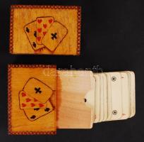 1 pakli francia kártya (Herz salami felirattal) exkluzív fa dobozban /
French card in wooden box